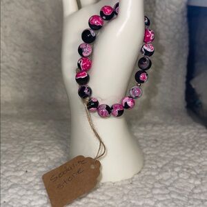 Pink and Black sodalite stone Beaded Bracelet